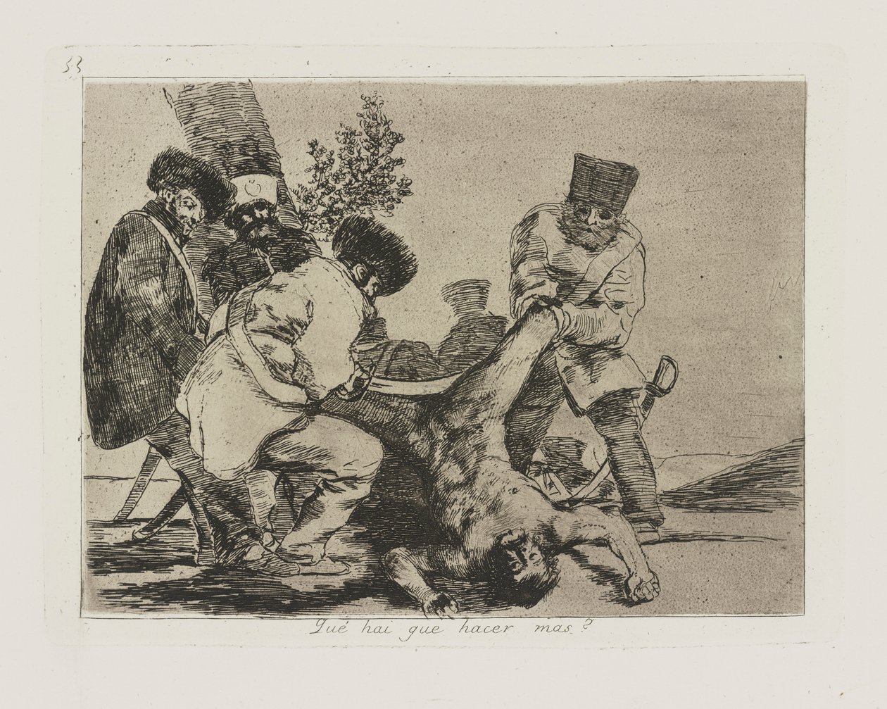 Qu? hai que hacer mas? (Que mais pode ser feito?), pl. 33 da série Los desastres de la guerra (Os Desastres da Guerra) de Francisco de Goya