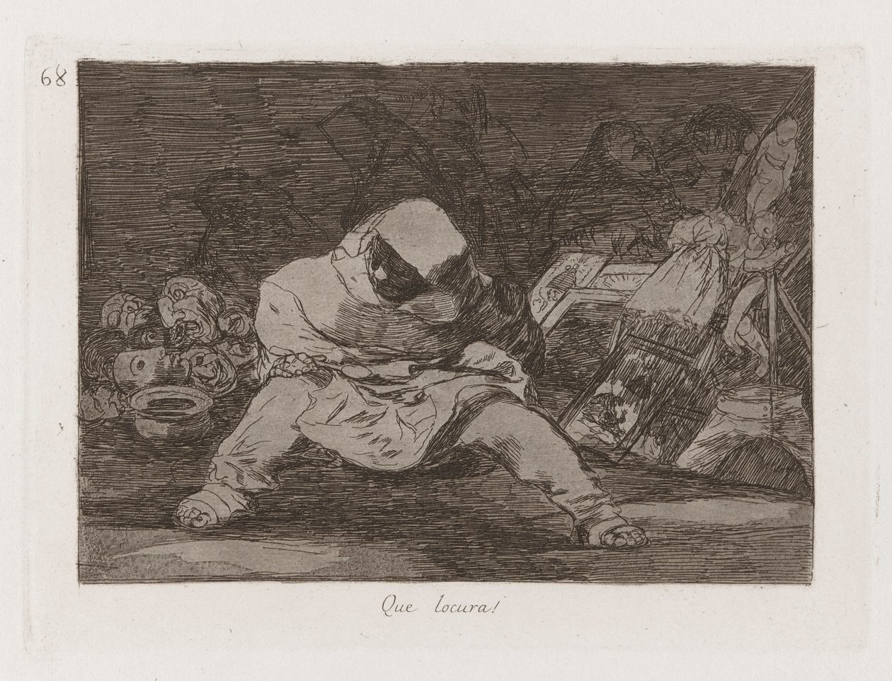 Que loucura! (Que loucura!), Placa 68 de Os Desastres da Guerra de Francisco de Goya