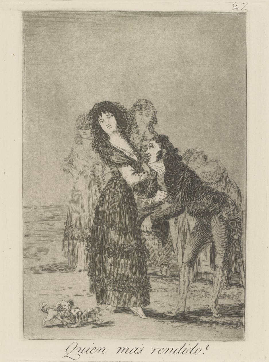 Quien mas rendido? (Qual deles é o mais vencido?), pl. 27 da série Los caprichos de Francisco de Goya
