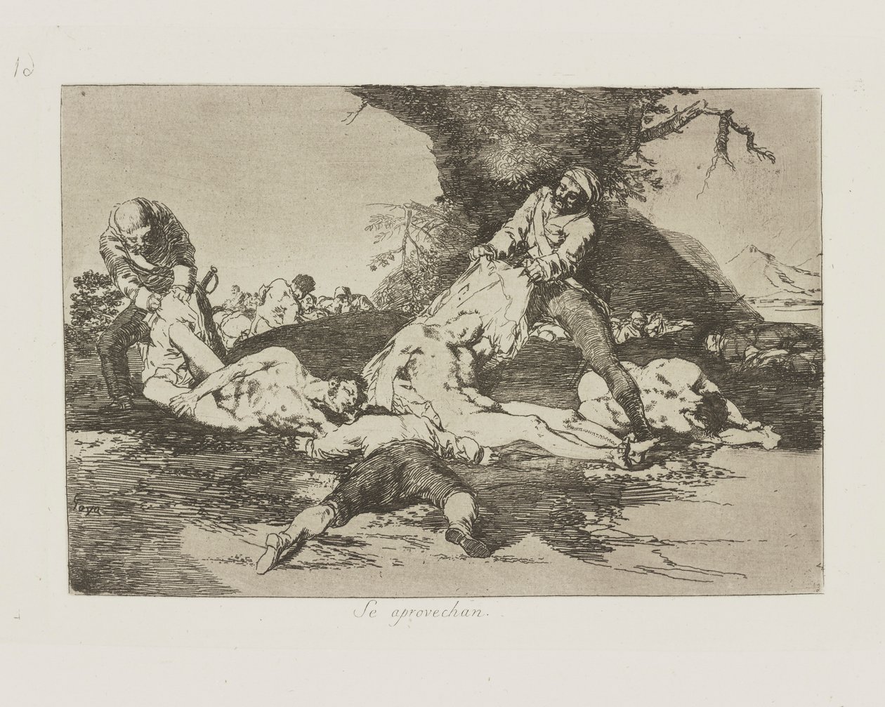 Veja aprovechan. (Eles Fazem Uso Deles.), pl. 16 da série Los desastres de la guerra (Os Desastres da Guerra) de Francisco de Goya