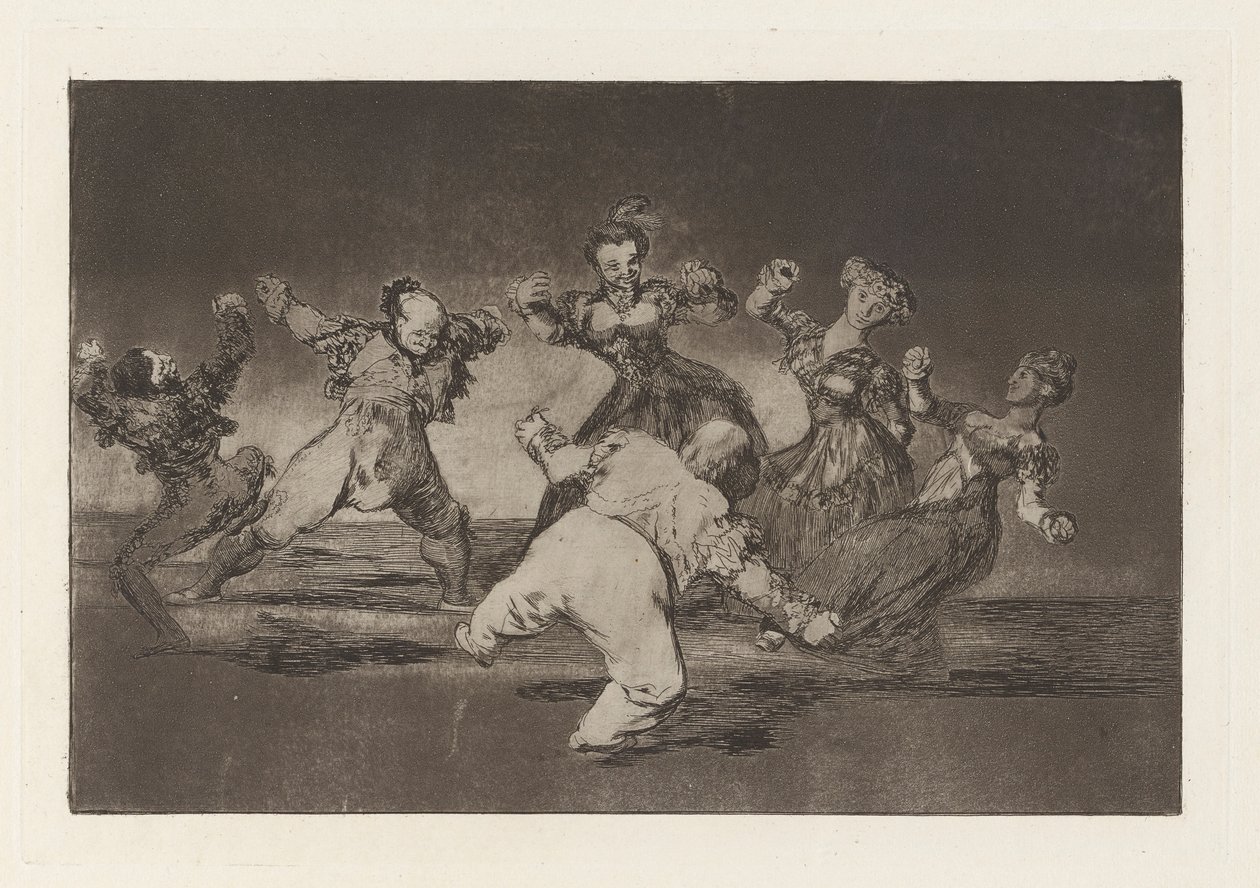 Si Marina bayl?, tome lo que hall? (If Marion Will Dance, Then She has to Take the Consequences), da série Los disparates (Los proverbios) de Francisco de Goya