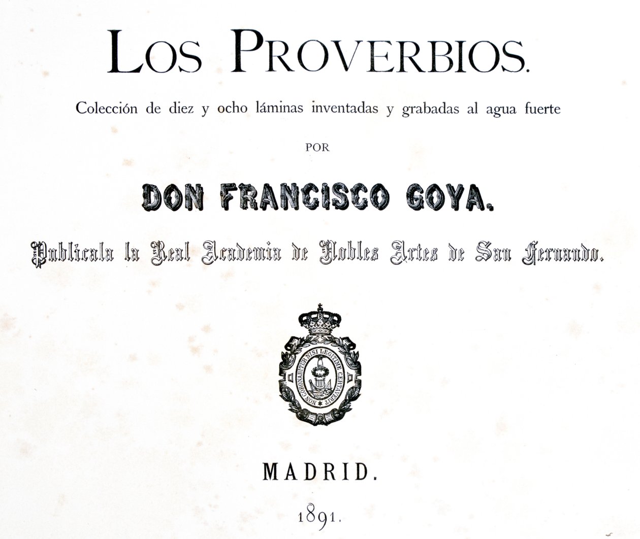 Página de rosto de Los Proverbios ou Provérbios, 1819-1823 de Francisco de Goya