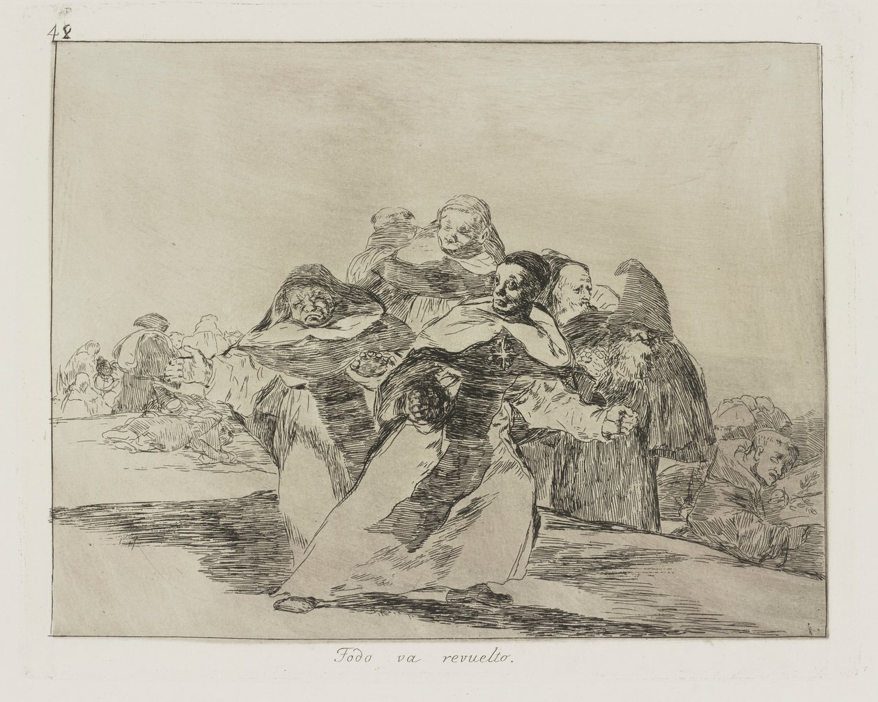 Todo va revuelto. (Tudo é Topsy-Turvy.), pl. 42 da série Los desastres de la guerra (The Disasters of War) de Francisco de Goya