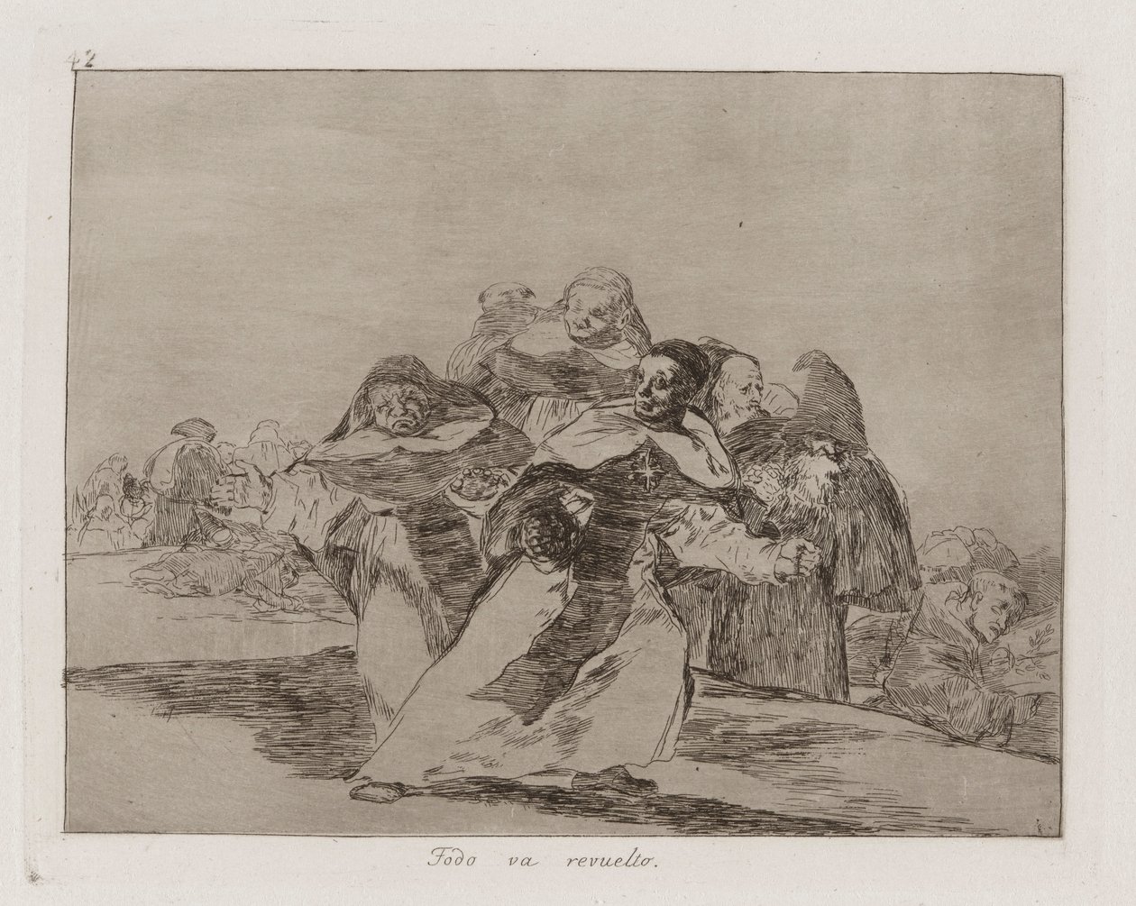Todo va revuelto (Tudo é Topsy-turvy), Placa 42 de Los desastres de la guerra (Os Desastres da Guerra) de Francisco de Goya