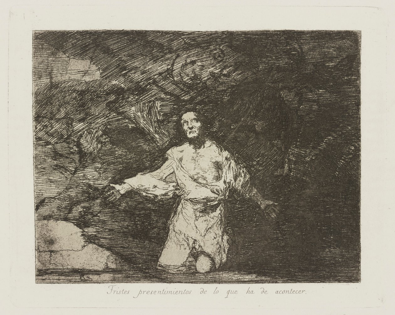 Tristes presentimientos de lo que ha de acontecer. (Sad Forebodings of What Is Going To Happen.), pl. 1 da série Los desastres de la guerra (The Disasters of War) de Francisco de Goya