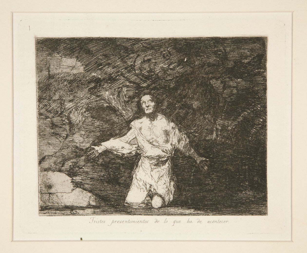 Tristes presentimientos de lo que ha de acontecer (Tristes Forebodings of What is Going to Happen), pl. 1 de Los desastres de la guerra (Os Desastres da Guerra) de Francisco de Goya