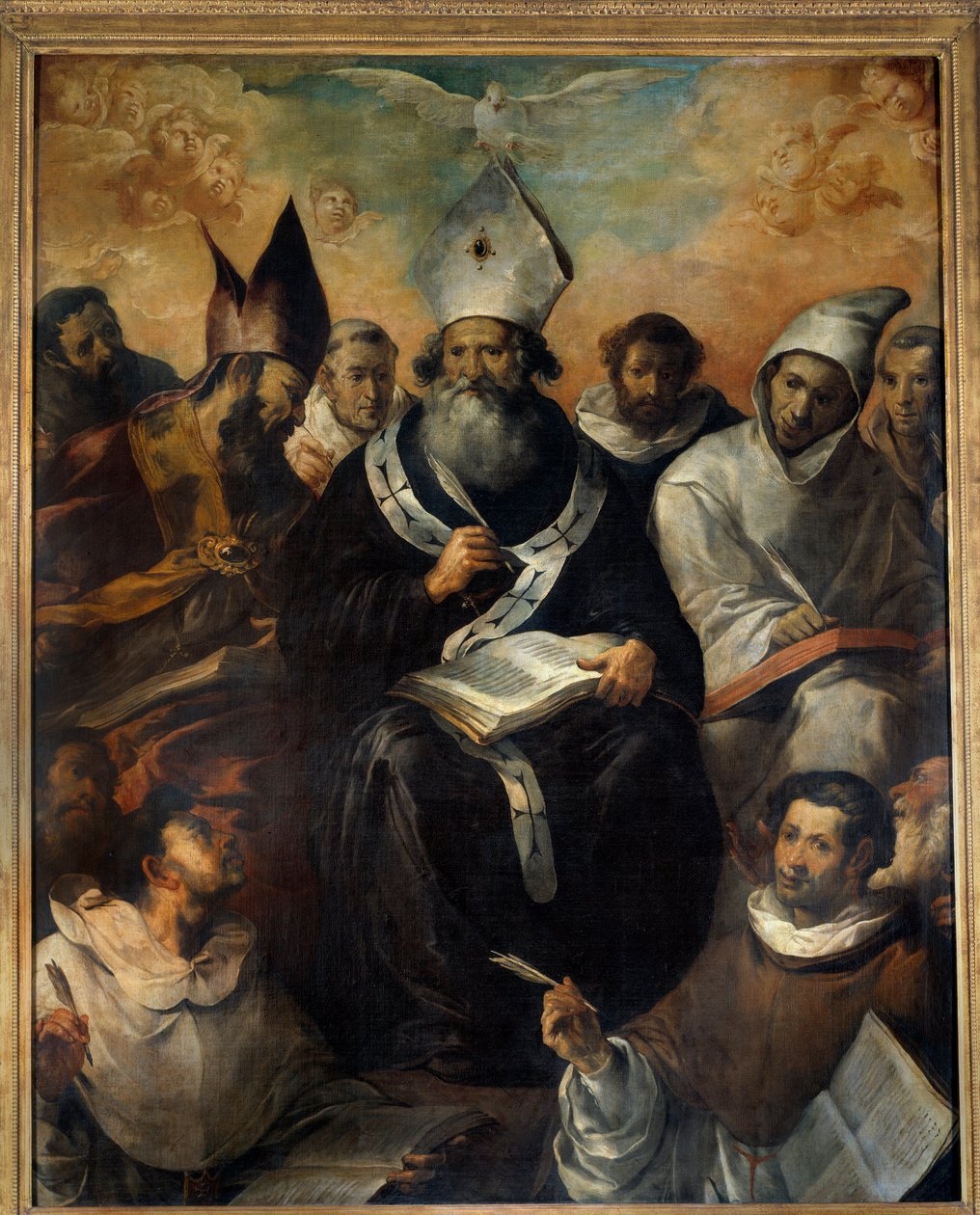 São Basílio ditando sua doutrina São Basílio de Cesaree ou Basílio o Grande (330-379), monge, eveque de Cesaree de Capadócia, doutor da Igreja. Pintura de Francisco Herrera (1585-1657) (ec.esp.) 1639 Sol. 2,43x1,94 m de Francisco Herrera