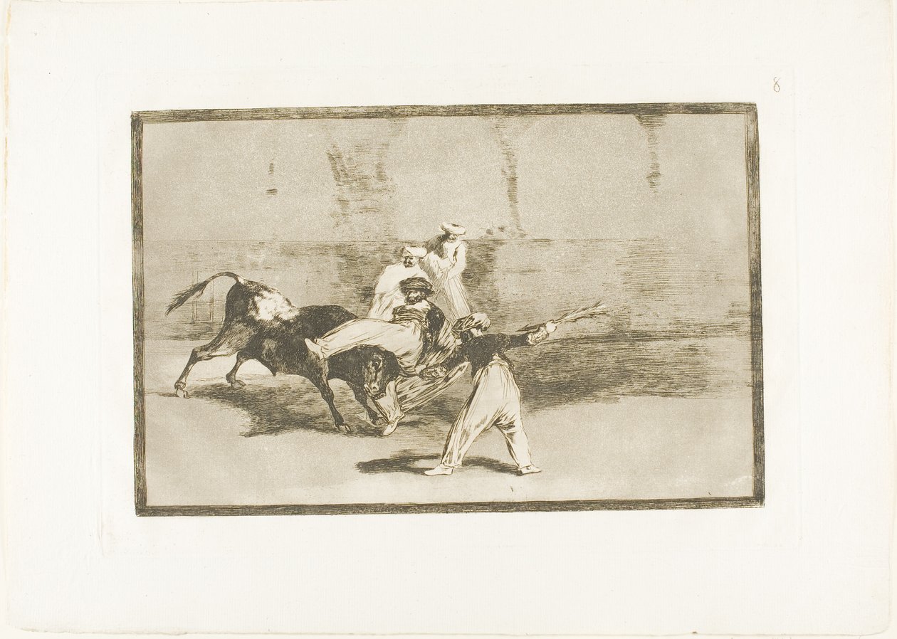 Um mouro capturado pelo touro no ringue, placa 8 de The Art of Bullfighting de Francisco Jose de Goya y Lucientes