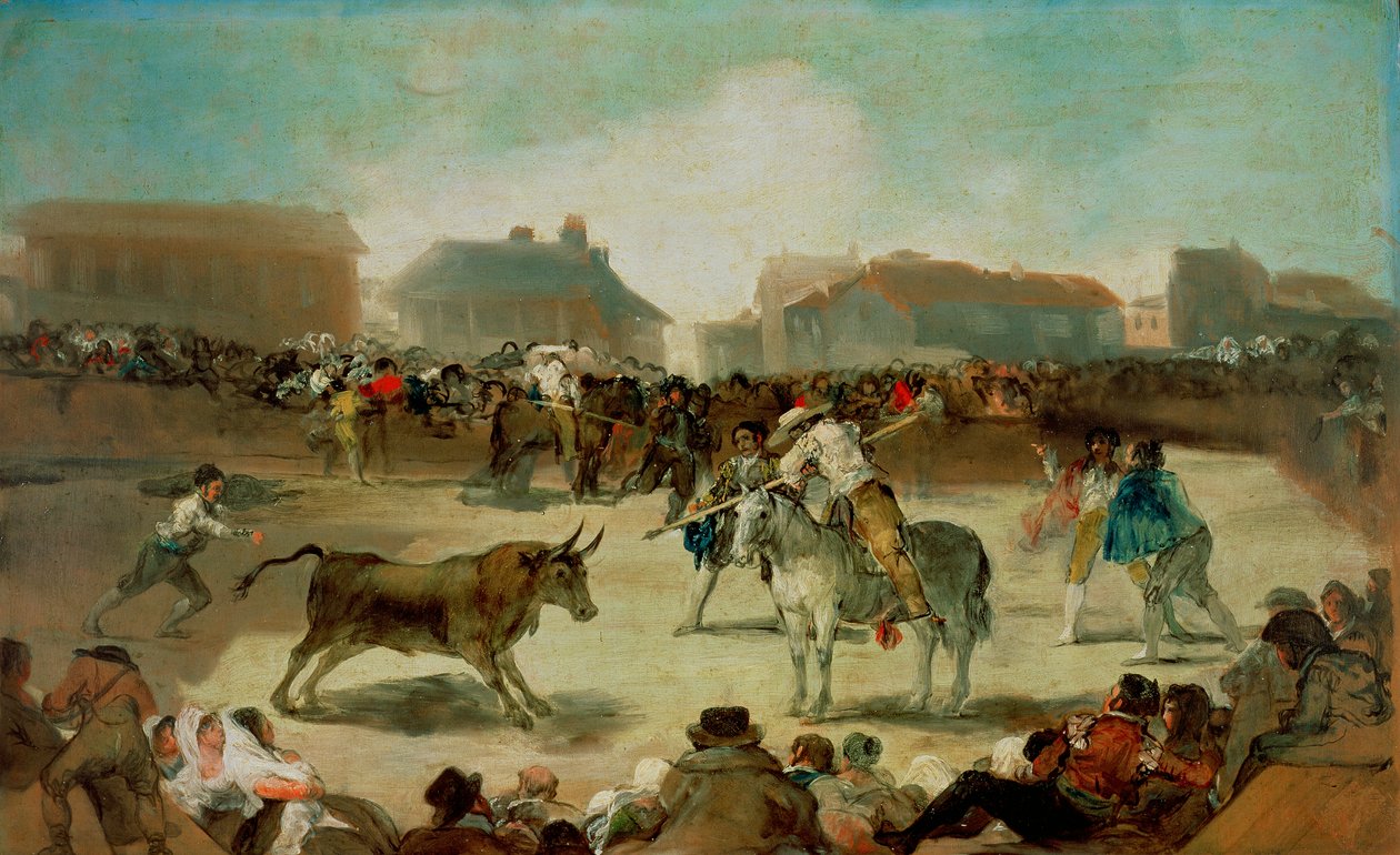 Tourada da Aldeia - Goya, Francisco, de (1746-1828) - 1812-1814 - Óleo sobre madeira - 45x72 - Real Academia de Belas Artes de San Fernando, Madrid ©FineArtImages/Leemage de Francisco Jose de Goya y Lucientes