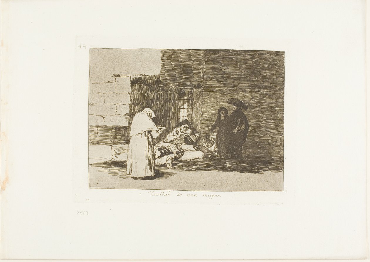 A Caridade de uma Mulher, placa 49 de Os Desastres da Guerra de Francisco Jose de Goya y Lucientes