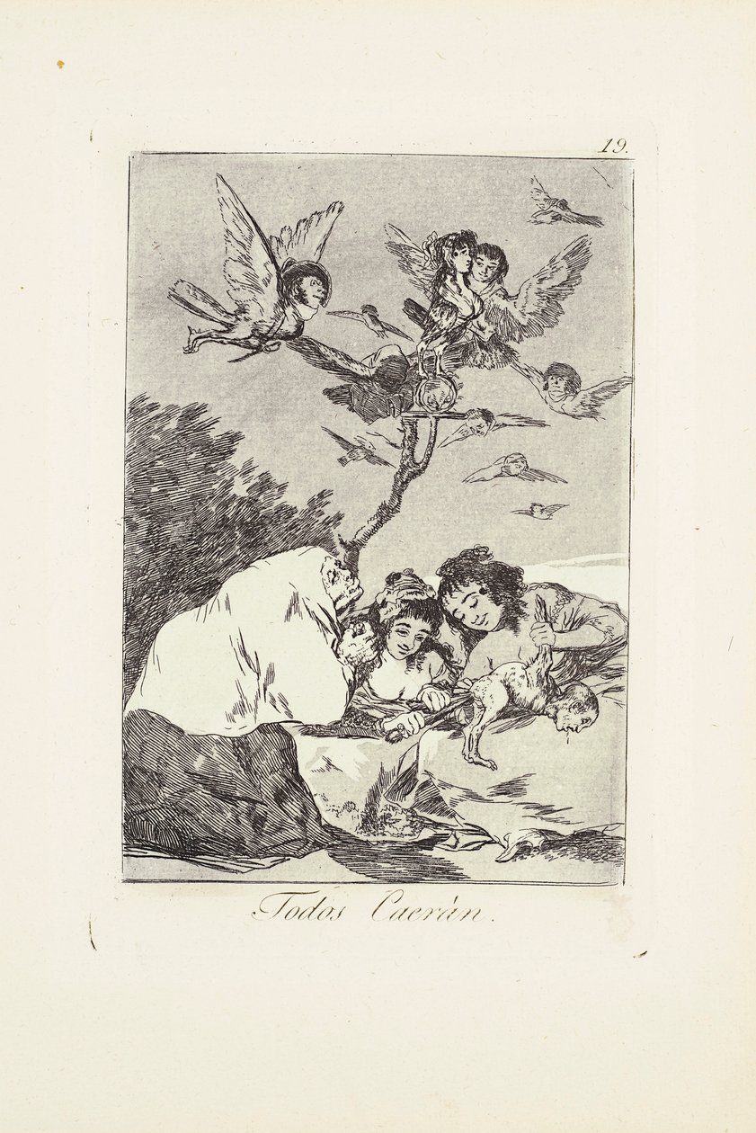 Todos cairão (Todos Caeràn) Placa 19 de: Los Caprichos de Francisco Jose de Goya y Lucientes