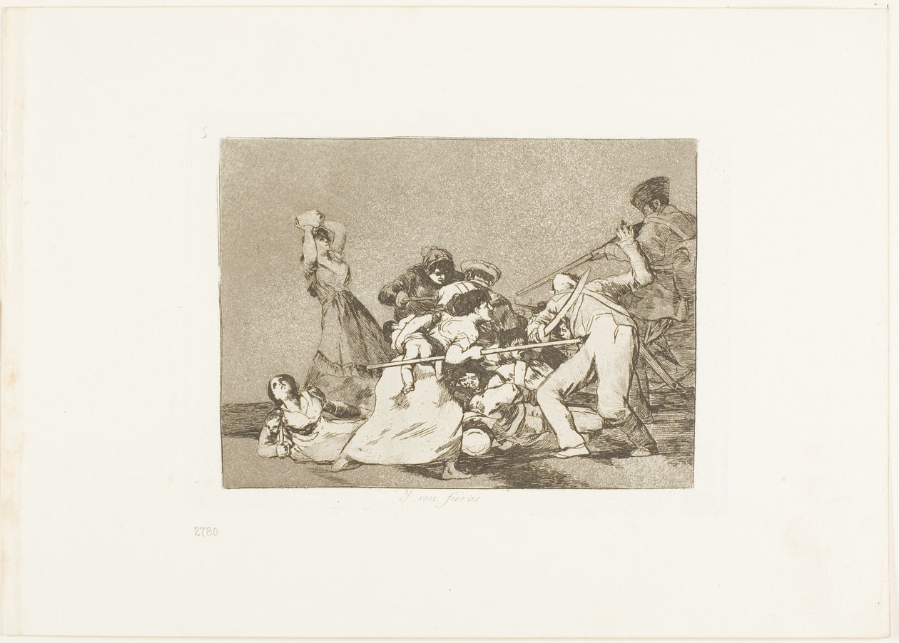 E eles são como bestas selvagens, prato cinco de The Disasters of War de Francisco Jose de Goya y Lucientes