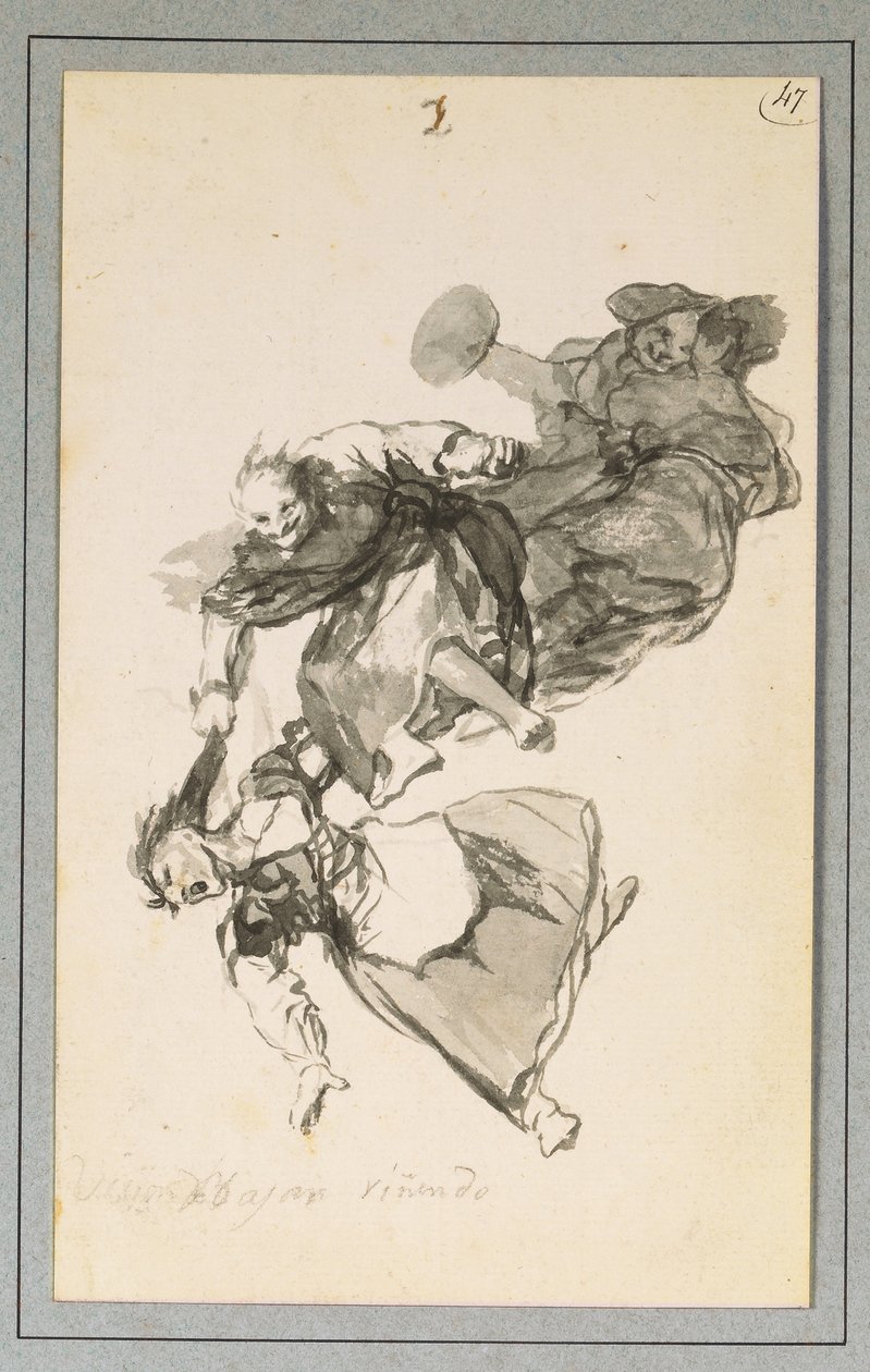 Bajan riñendo, ou Eles caem brigando de Francisco de Goya