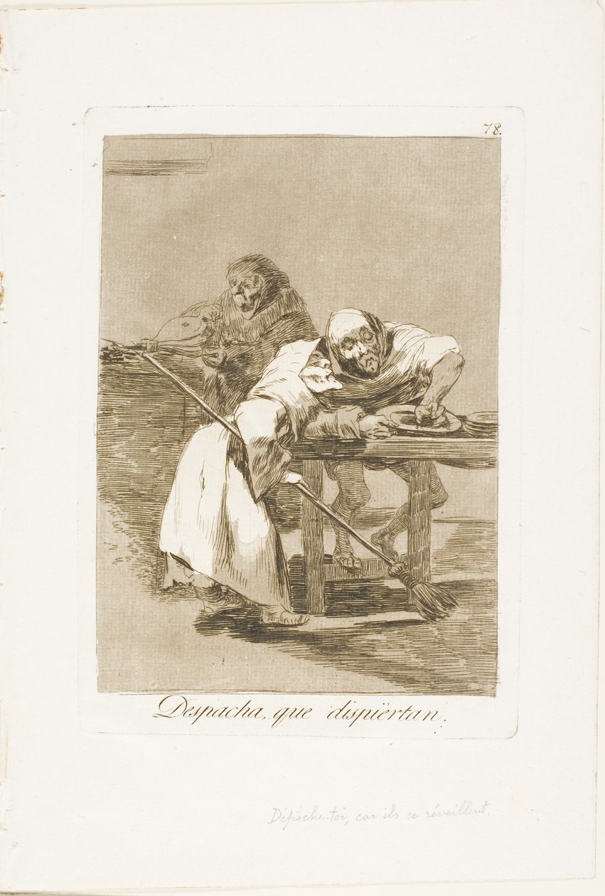 Seja rápido, eles estão acordando, placa 78 de Los Caprichos de Francisco Jose de Goya y Lucientes