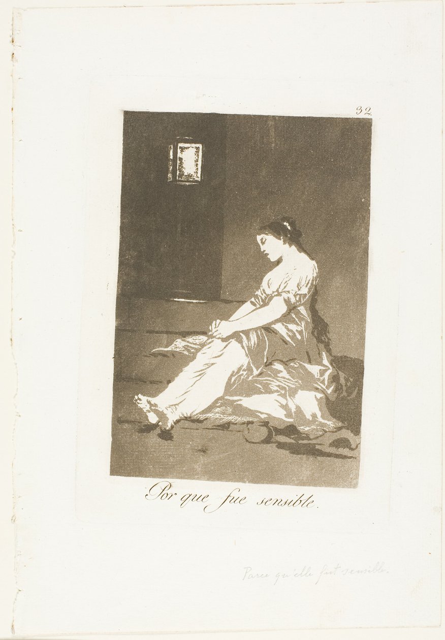 Porque ela era suscetível, placa 32 de Los Caprichos de Francisco Jose de Goya y Lucientes