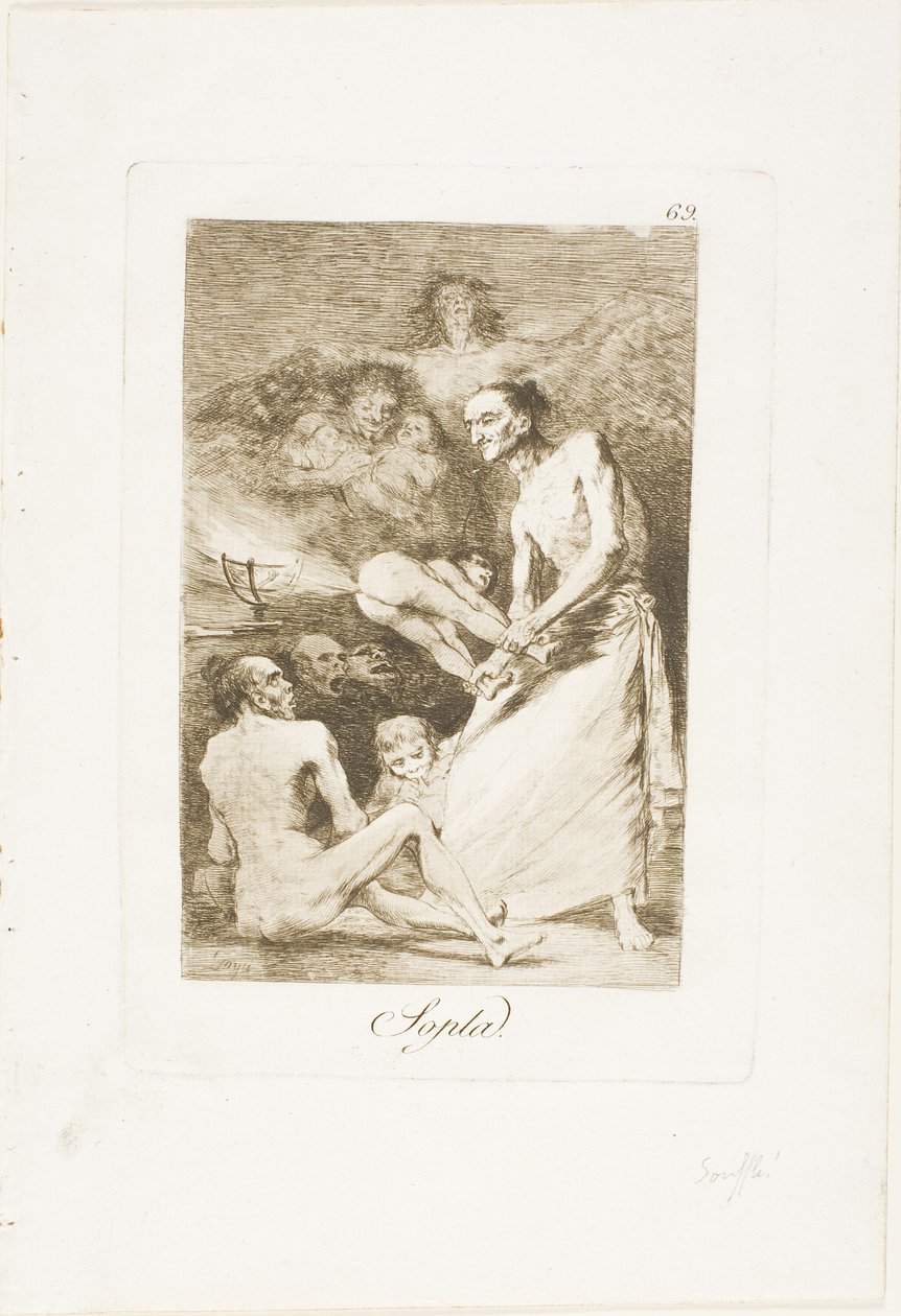 Golpe, placa 69 de Los Caprichos de Francisco Jose de Goya y Lucientes