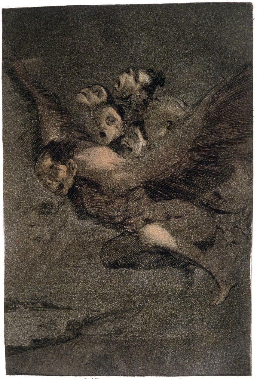 Buen Viage (Viagem segura). Monstros das Asas. c.1802 (gravação) de Francisco Jose de Goya y Lucientes