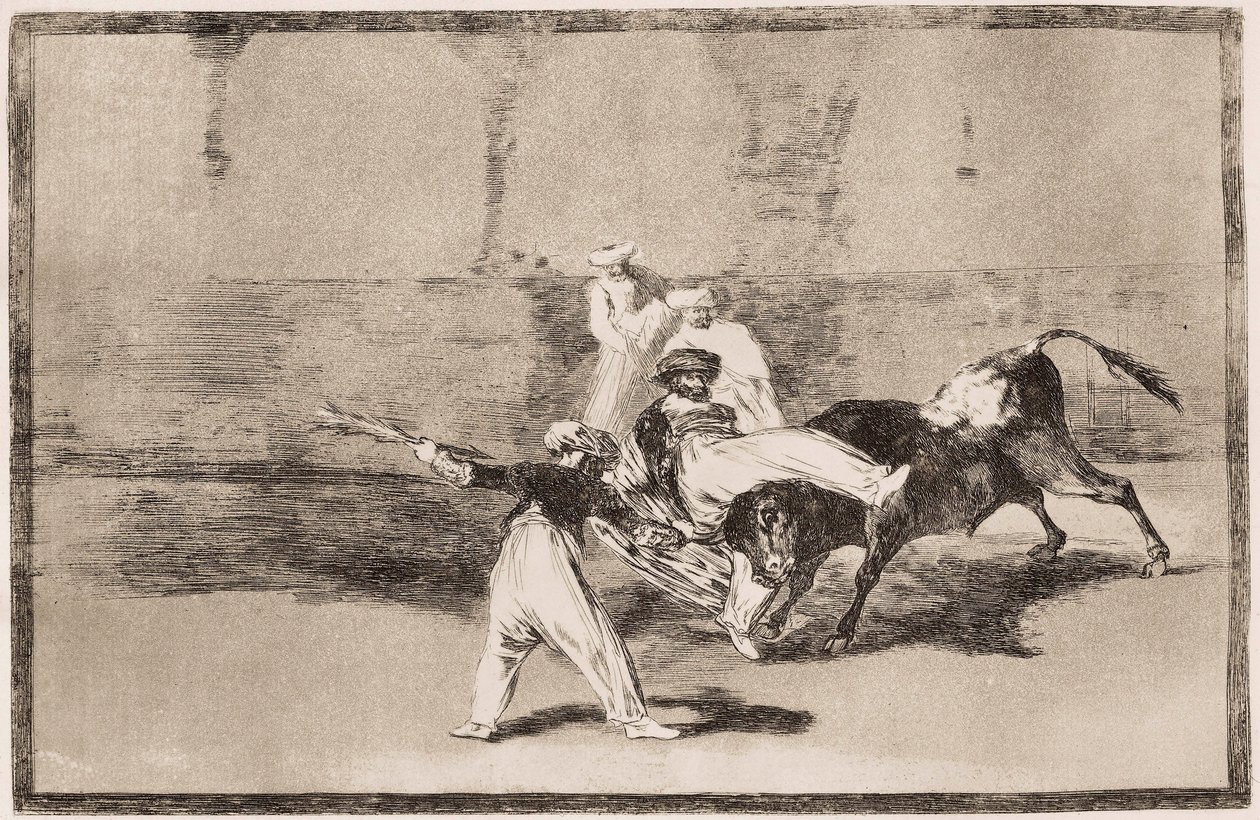 Tourada: Um mouro recebe um golpe de buzina na arena. de Francisco de Goya