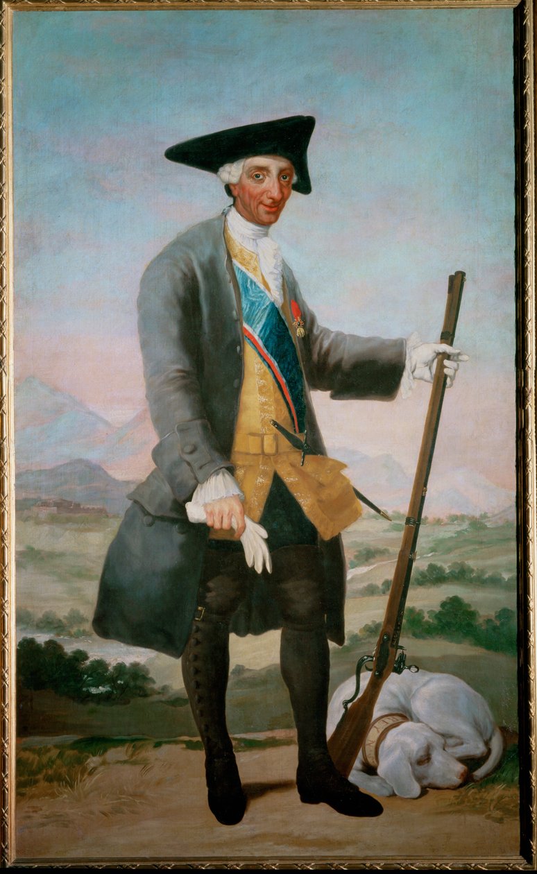 Carlos III em traje de caça (pintura sobre tela) de Francisco Jose de Goya y Lucientes