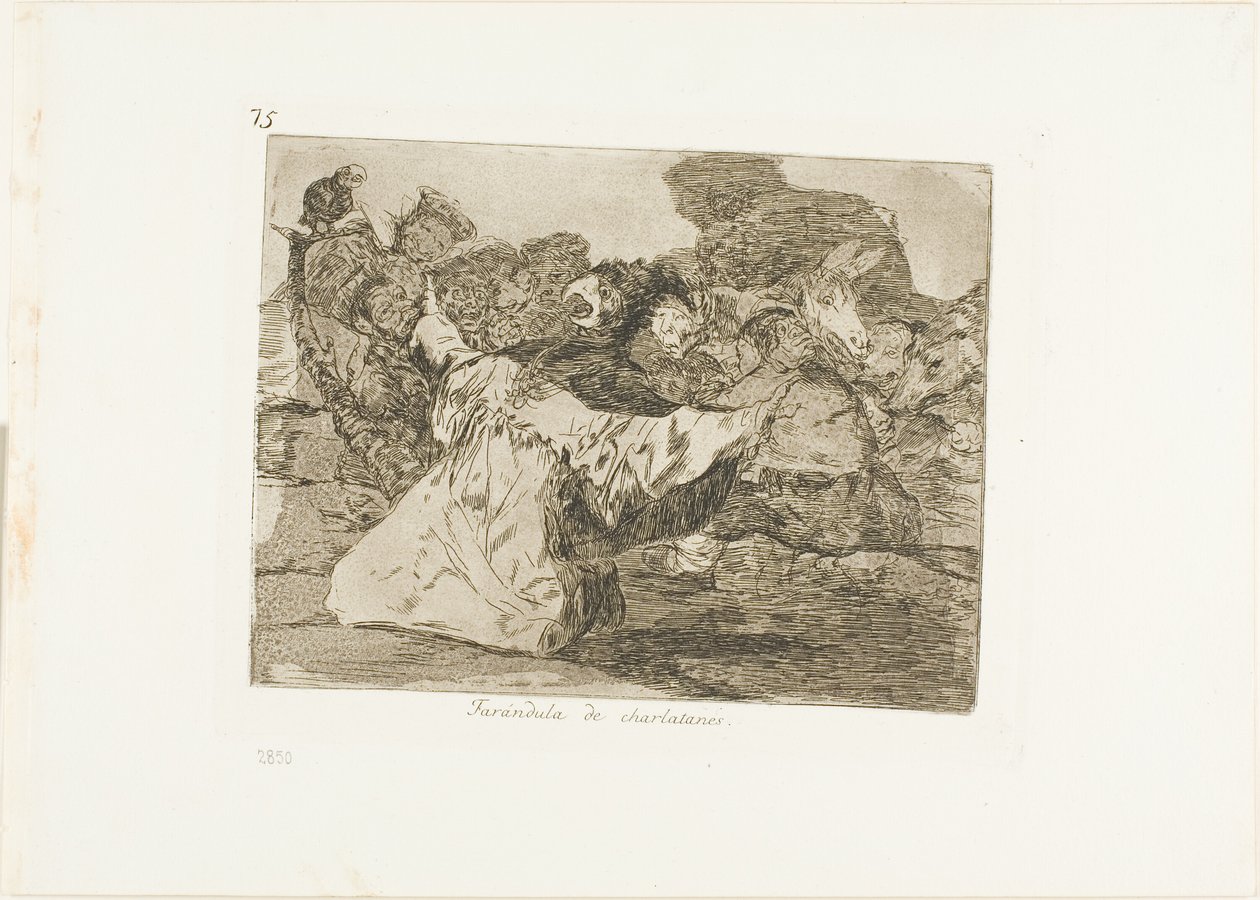 Espetáculo do Charlatão, placa 75 de Os Desastres da Guerra de Francisco Jose de Goya y Lucientes