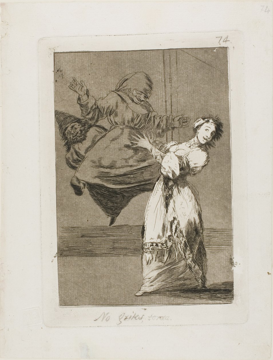 Não grites, estúpido, prato 74 de Los Caprichos de Francisco Jose de Goya y Lucientes