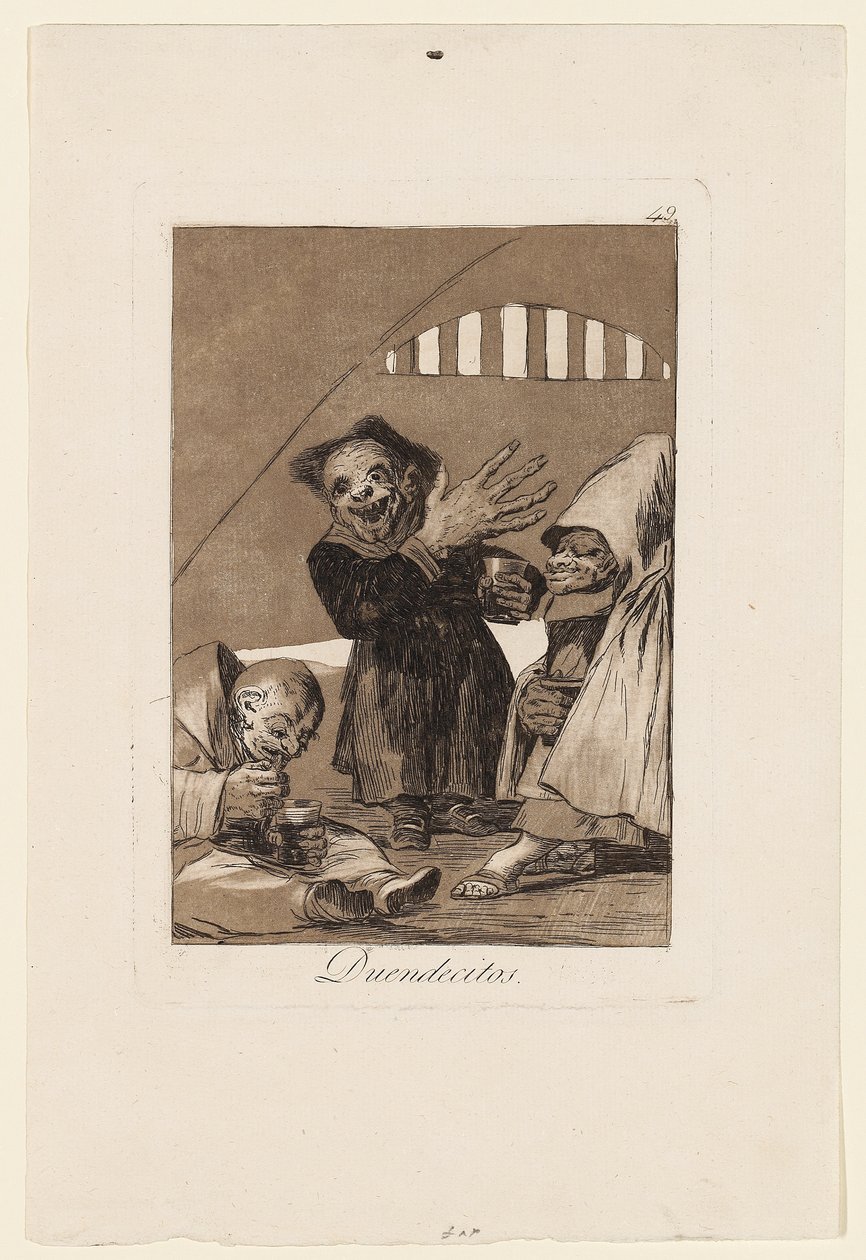 Duendecitos, prato de "Los Caprichos", 1799 de Francisco de Goya