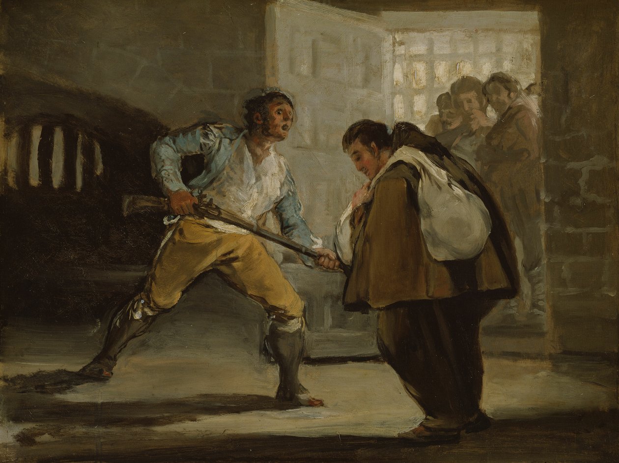 El Maragato ameaça Frei Pedro de Zaldivia com a sua arma de Francisco Jose de Goya y Lucientes
