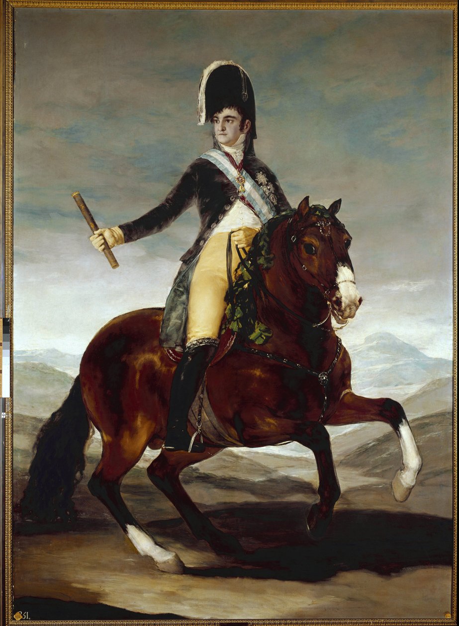 Retrato Equestre de Fernando VII (Fernando VII) (1784-1833) - Pintura de Francisco Goya y Lucientes (1746-1828), óleo sobre tela, 286x207 cm de Francisco de Goya