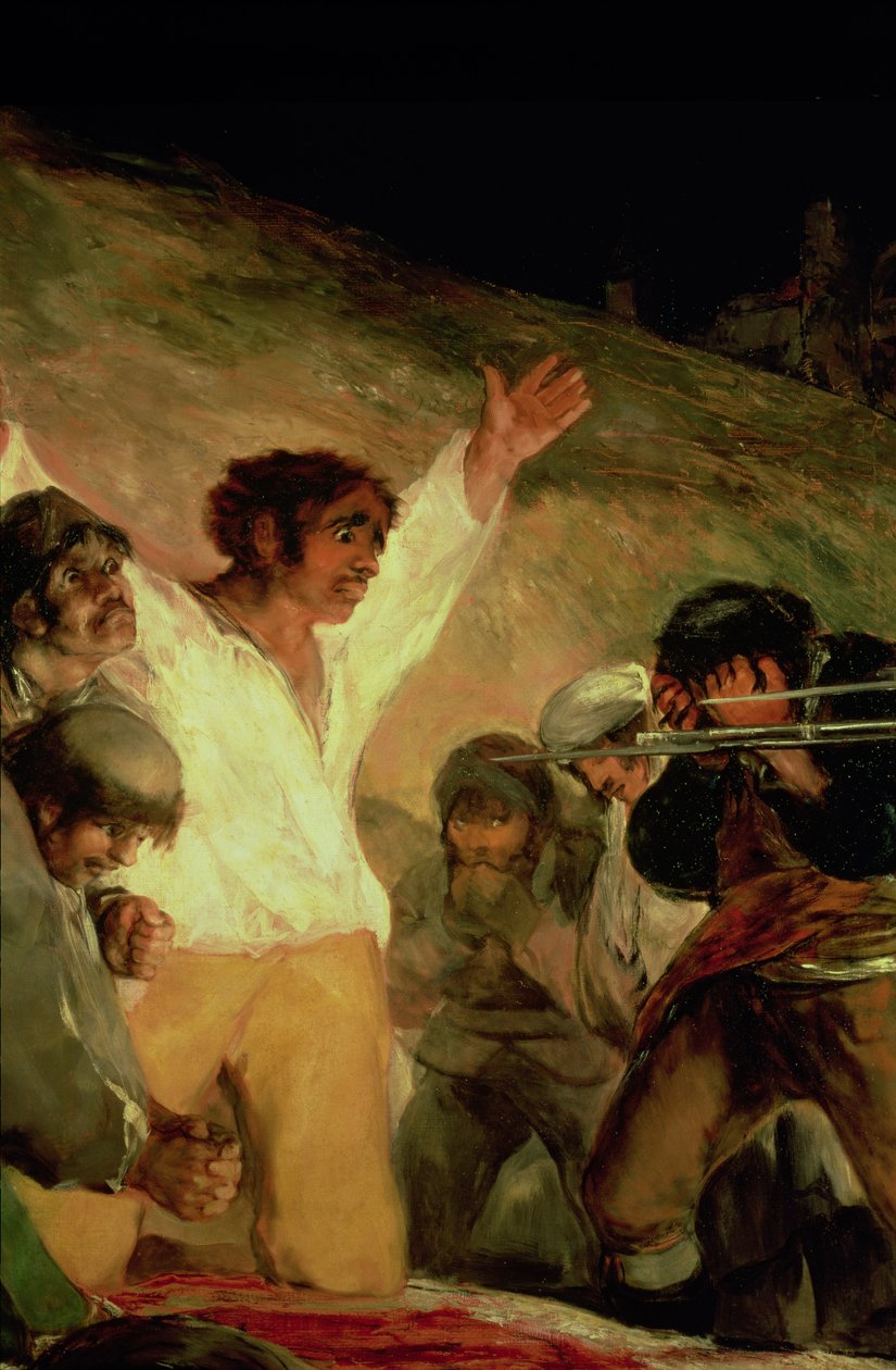 Execução dos Defensores de Madrid, 3 de Maio de 1808, detalhe de um homem de mãos levantadas de Francisco Jose de Goya y Lucientes