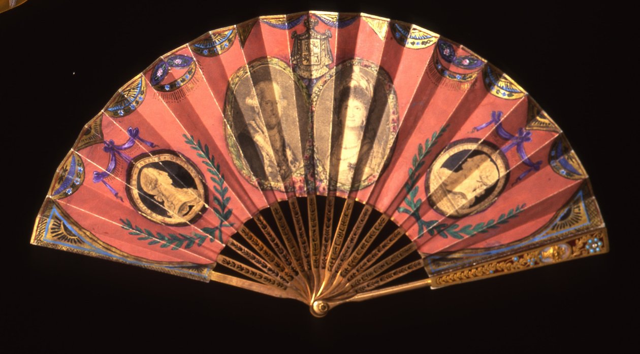 Ventilador com retratos de Carlos IV da Espanha, rainha Maria Luisa de Parma e rei Carlos III, c.1830 de Francisco de Goya