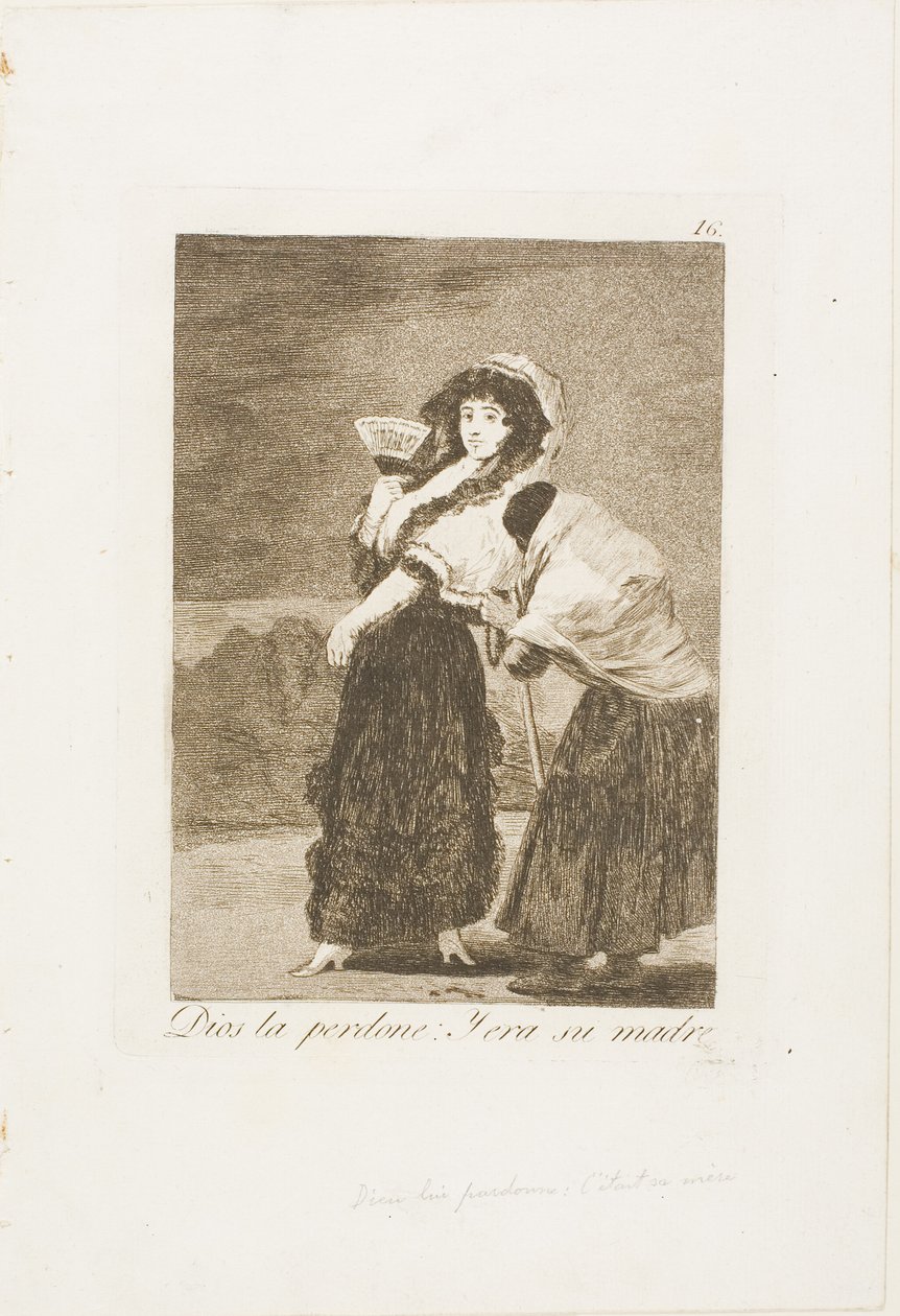 Pelo amor de Deus: e era a mãe dela, prato 16 de Los Caprichos de Francisco Jose de Goya y Lucientes