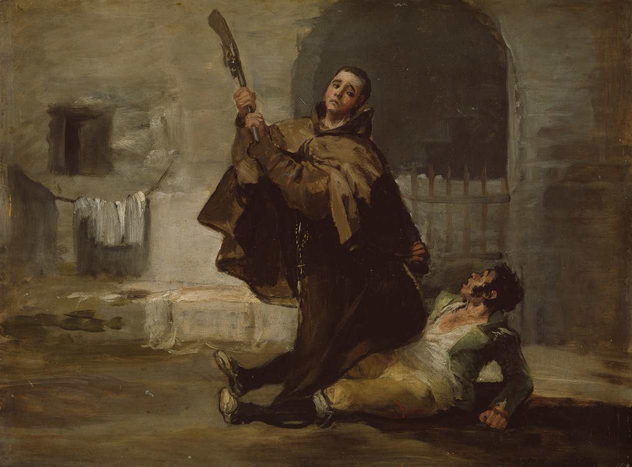 Frei Pedro Clubs El Maragato com a coronha da arma, c.1806 (óleo sobre painel) de Francisco Jose de Goya y Lucientes