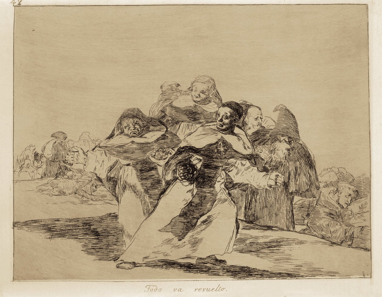 GOYA Y LUCIENTES, Francisco de (1746-1828). Tudo é topsy-turvy. 1810-1820. (17,6 x 22,2 cm). Placa 42 de "The Disasters of War". Etching. ESPANHA. MADRID (COMUNIDADE AUTÓNOMA). Madrid. Museu do Prado de Francisco Jose de Goya y Lucientes