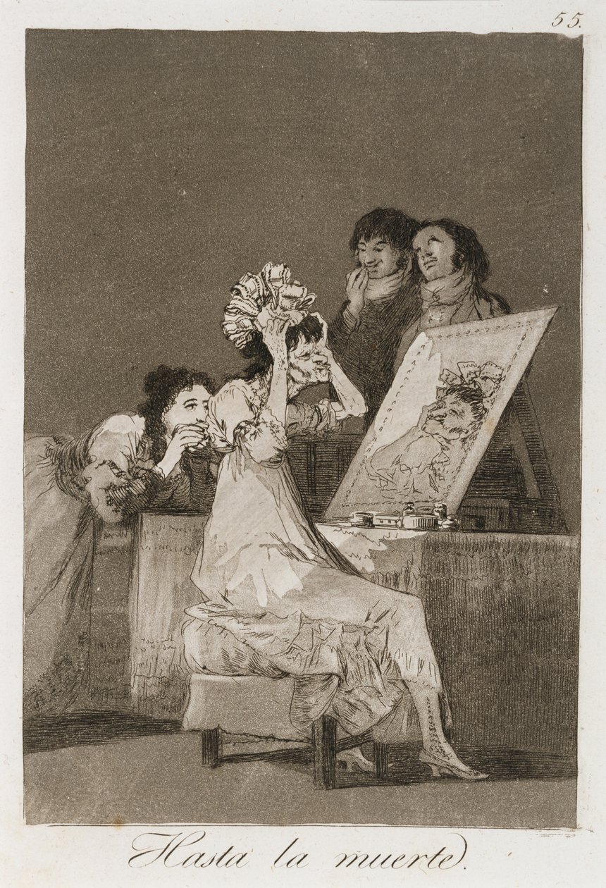 Hasta la muerta de Los Caprichos, publicado em 1799 (gravura, água-tinta polida e ponta seca) de Francisco de Goya