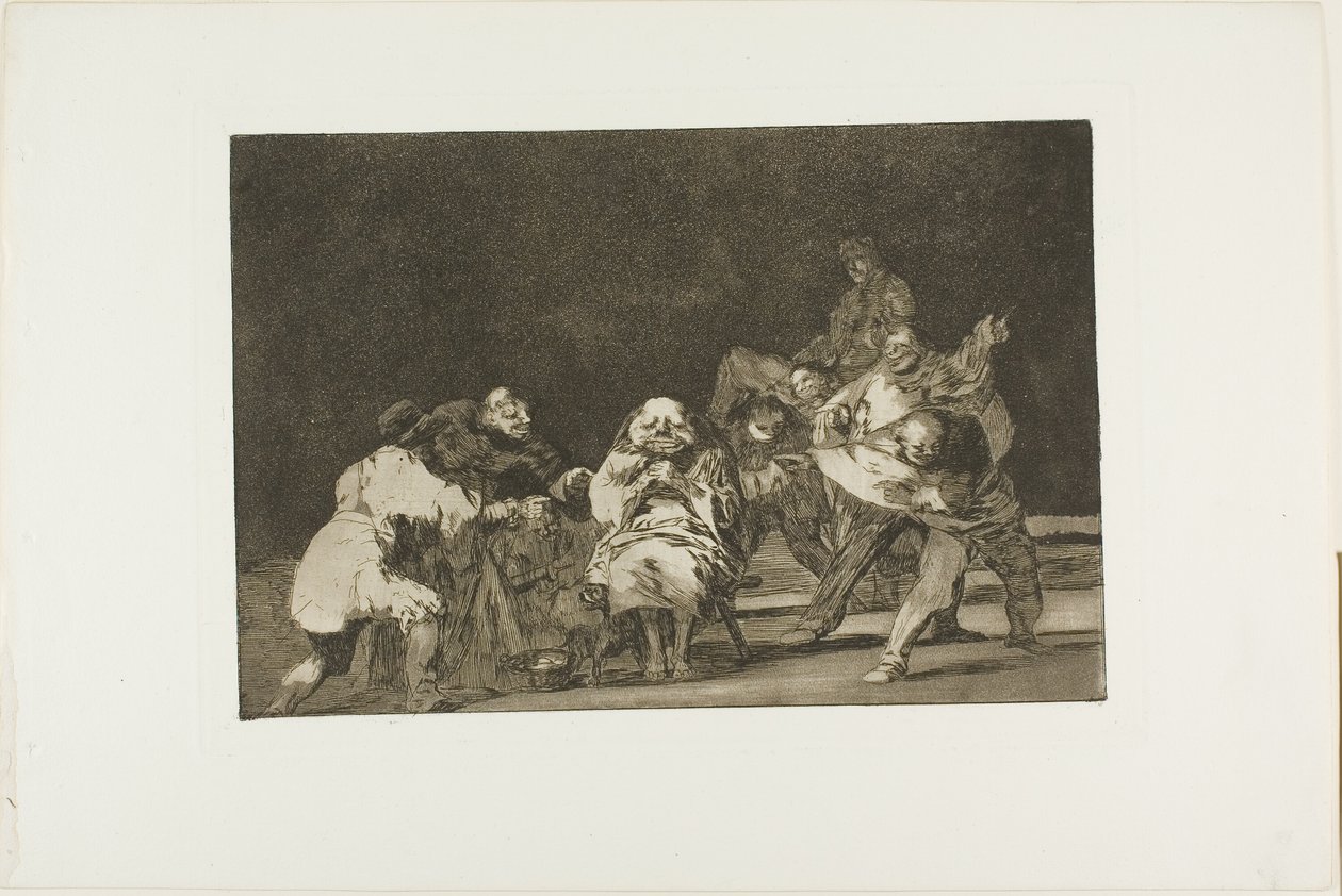 Quem não gosta de ti te difamar em tom de brincadeira, placa 17 de Los Proverbios de Francisco Jose de Goya y Lucientes