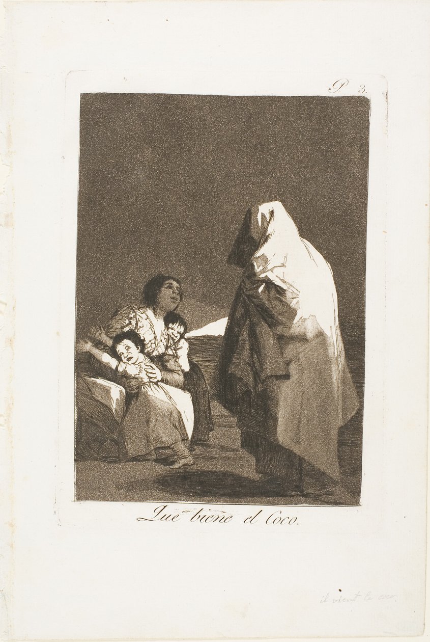 Lá vem o bicho-papão, prato três de Los Caprichos de Francisco Jose de Goya y Lucientes
