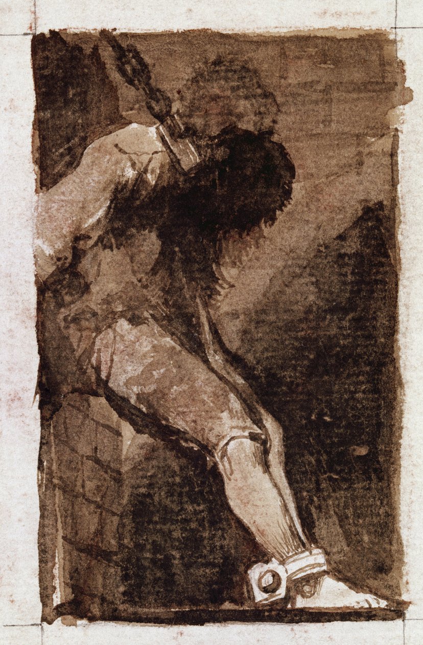 Se for um criminoso, ele morre rapidamente. (Aquatint, c.1810) de Francisco de Goya