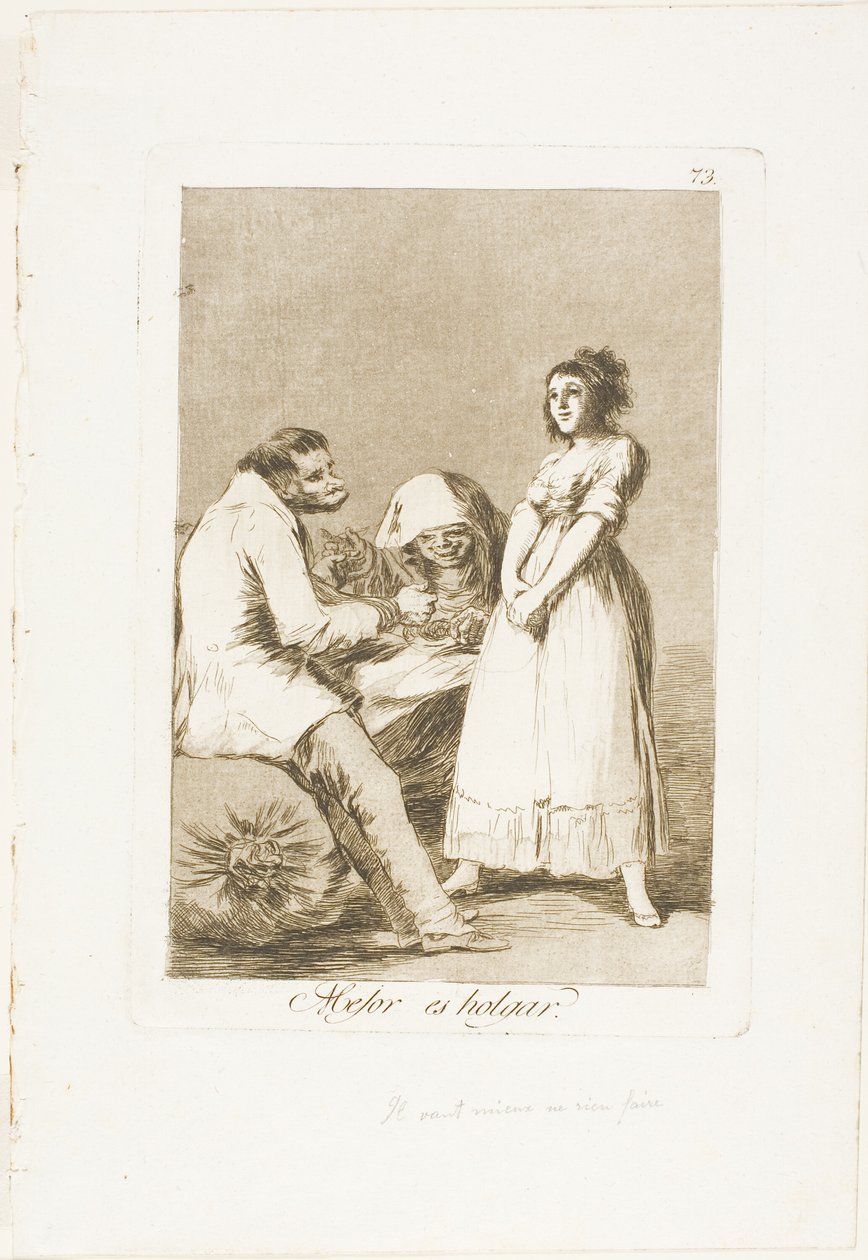 É melhor ser preguiçoso, placa 73 de Los Caprichos de Francisco Jose de Goya y Lucientes