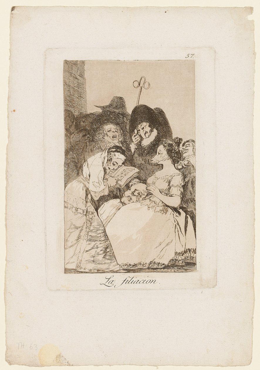 A filiação, placa de "Los Caprichos", 1799 de Francisco de Goya