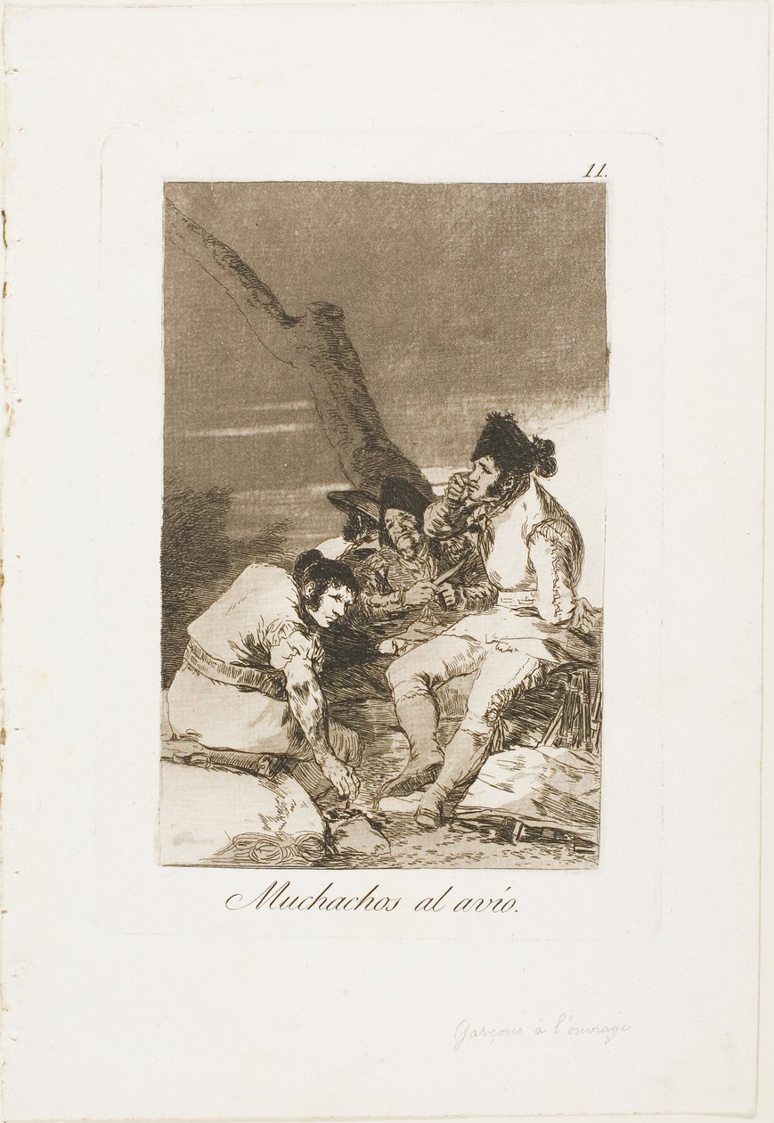 Rapazes Preparando-se, prato onze de Los Caprichos de Francisco Jose de Goya y Lucientes