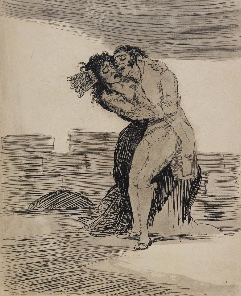 Homem e mulher a abraçarem-se de Francisco Jose de Goya y Lucientes