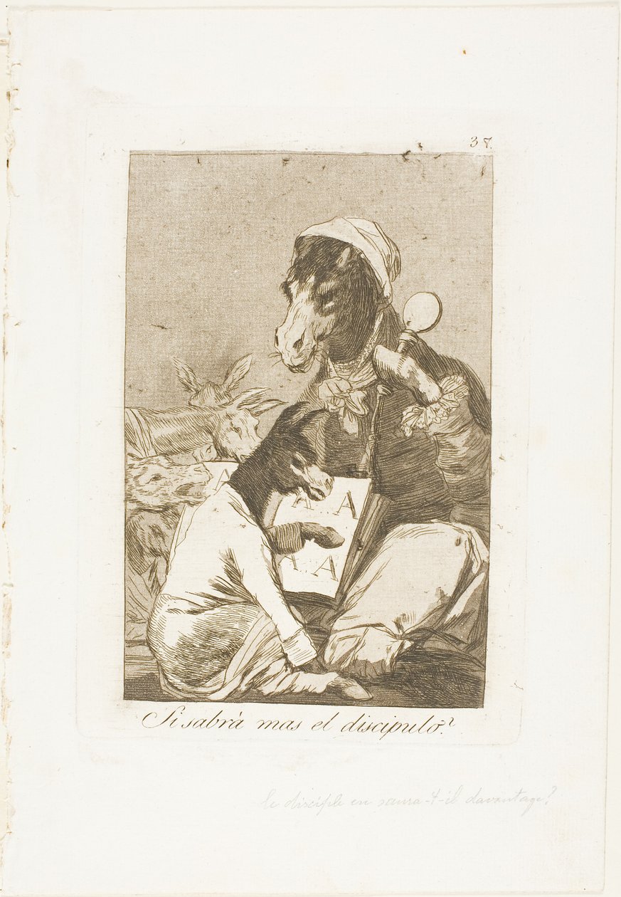 Não poderia o aluno saber mais?, placa 37 de Los Caprichos de Francisco Jose de Goya y Lucientes
