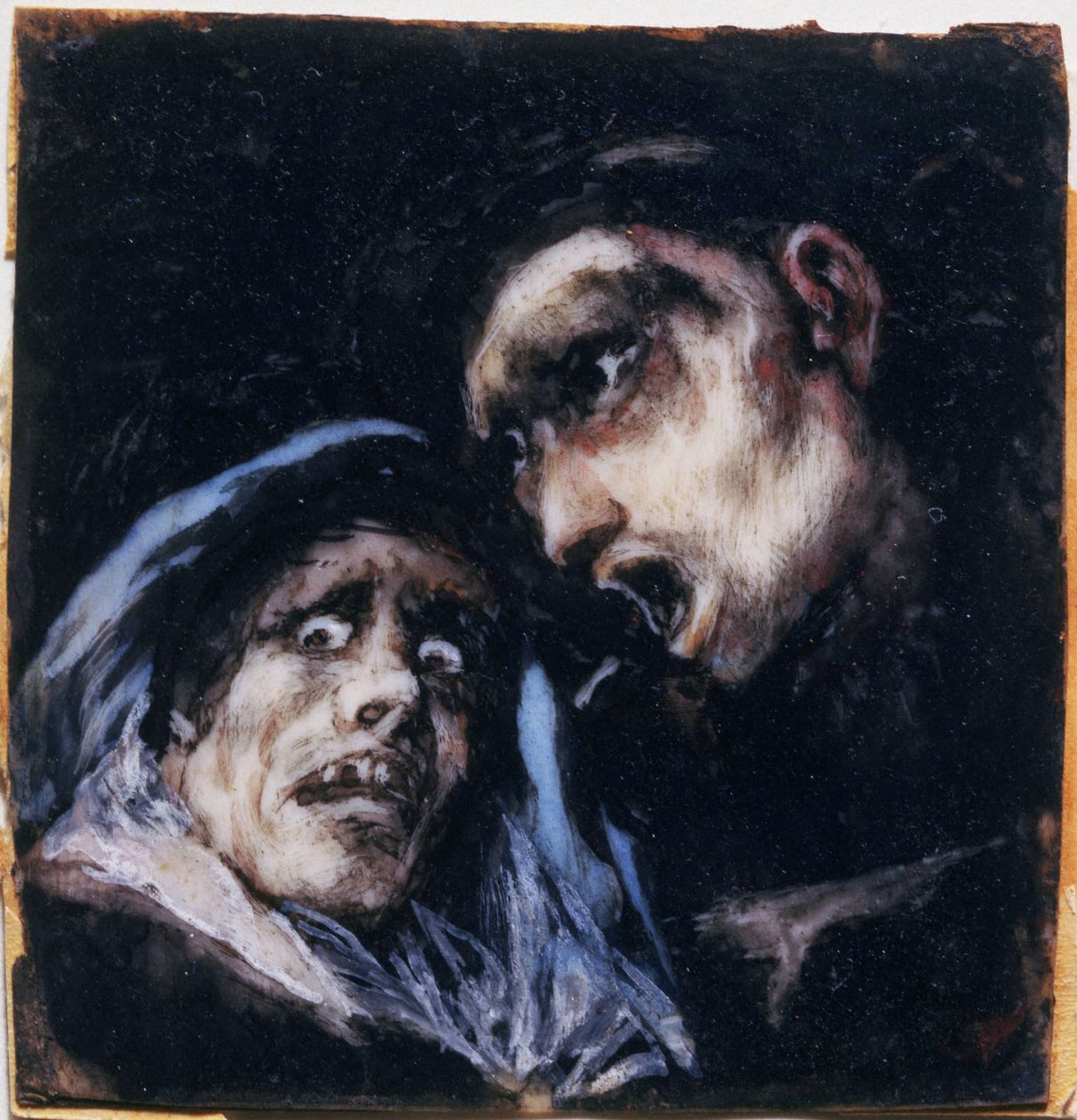 Monge a falar com uma mulher idosa de Francisco Jose de Goya y Lucientes