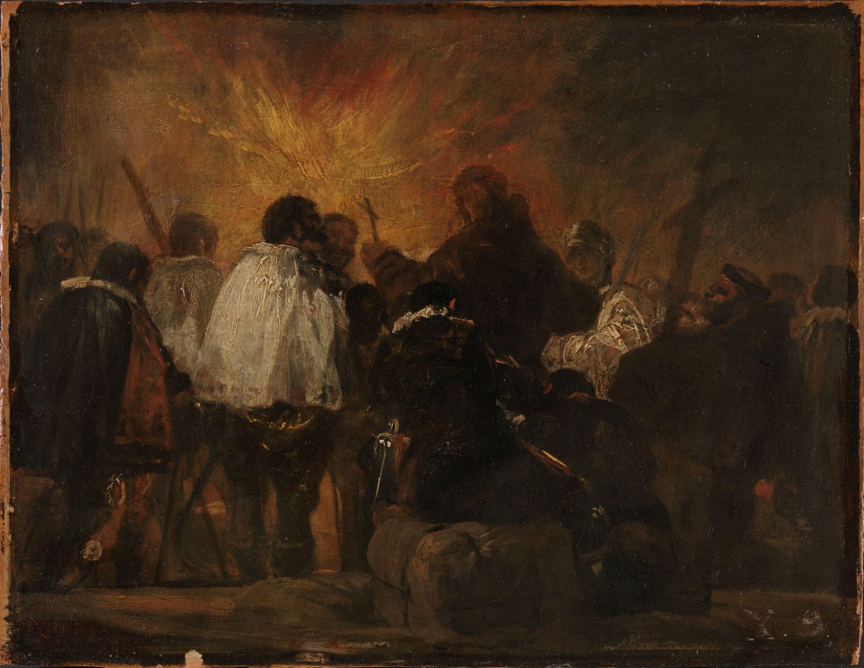 Cena da Noite da Inquisição, c.1810 (óleo sobre madeira) de Francisco Jose de Goya y Lucientes