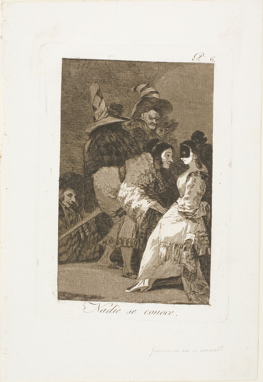 Ninguém se conhece, placa seis de Los Caprichos de Francisco Jose de Goya y Lucientes