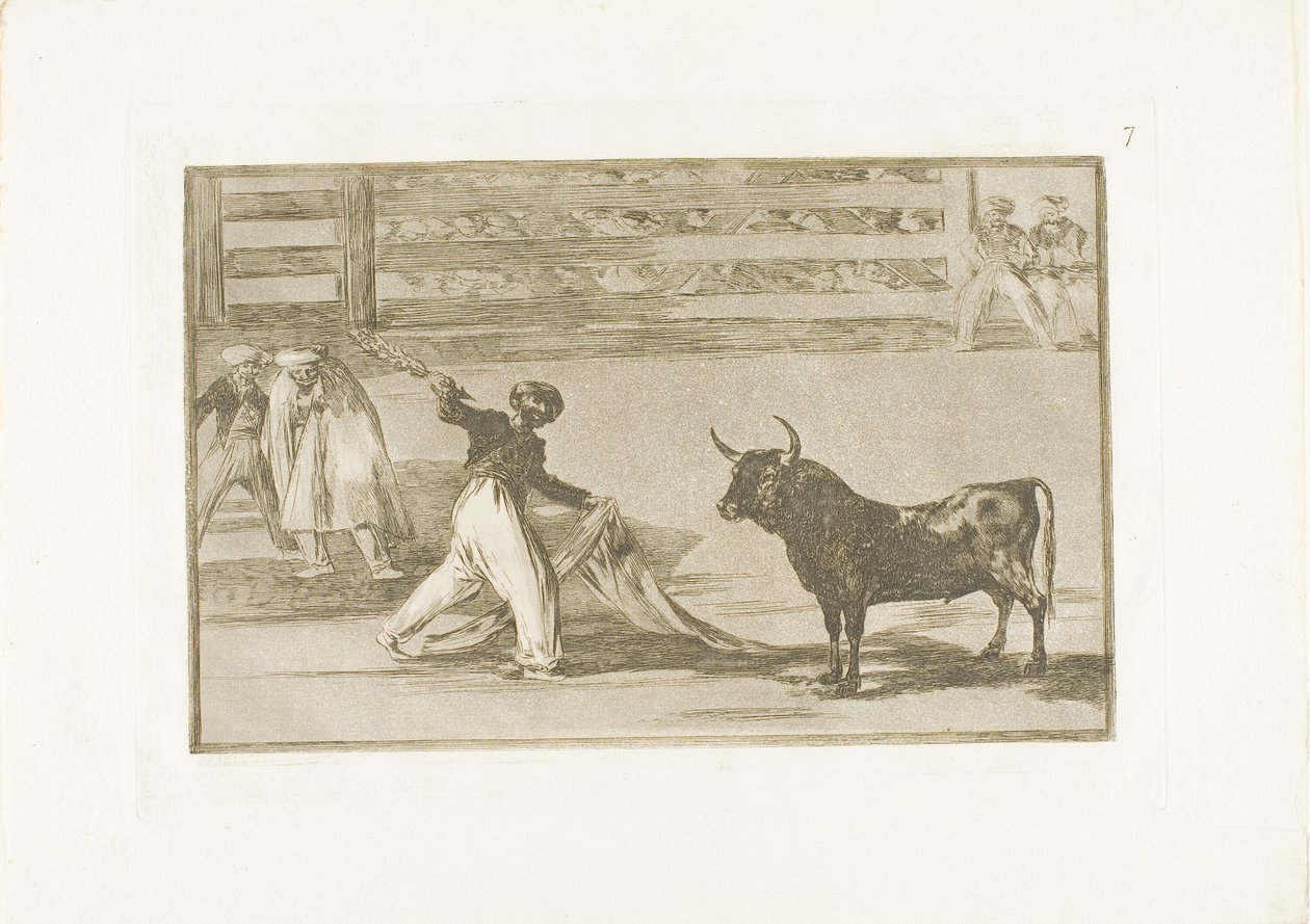 Origem dos arpões ou banderillas, placa sete de The Art of Bullfighting de Francisco Jose de Goya y Lucientes