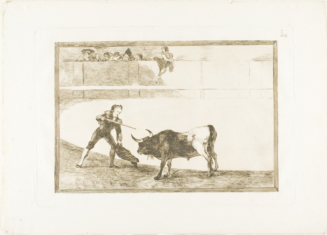 Pedro Romero matando o touro parado, placa 30 de The Art of Bullfighting de Francisco Jose de Goya y Lucientes