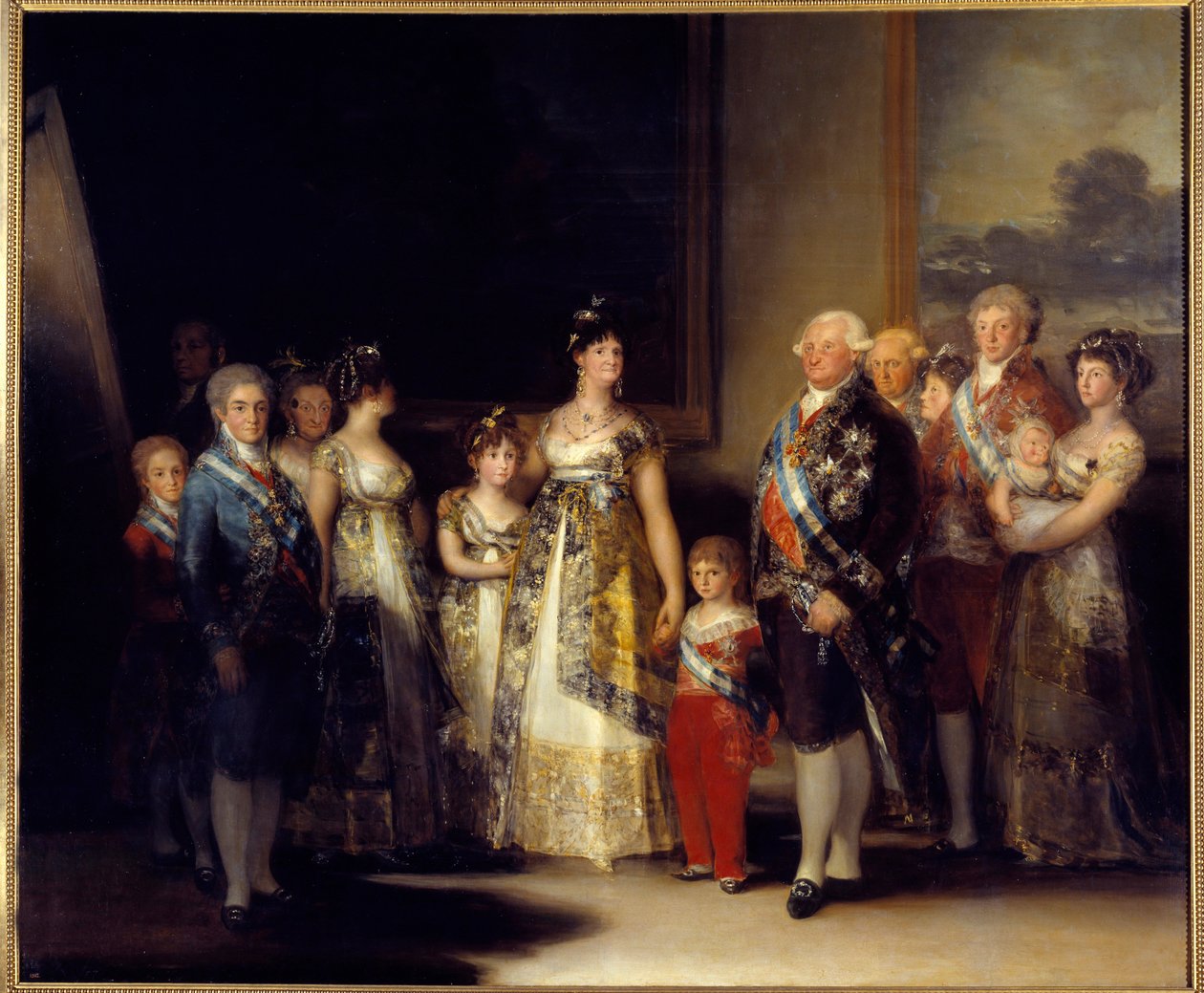 Retrato do Rei de Espanha Carlos IV (1748-1819) e sua família No centro, a Rainha Marie Louise de Bourbon-Parma (1751-1819). Pintura de Francisco de Goya y Lucientes (1746-1828) de Francisco de Goya