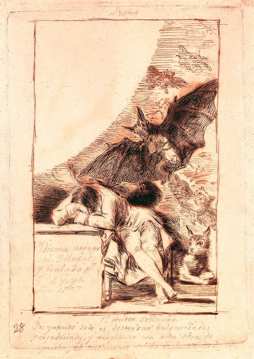 Desenho preparatório para o número 43 da série "Les caprices" de Francisco de Goya