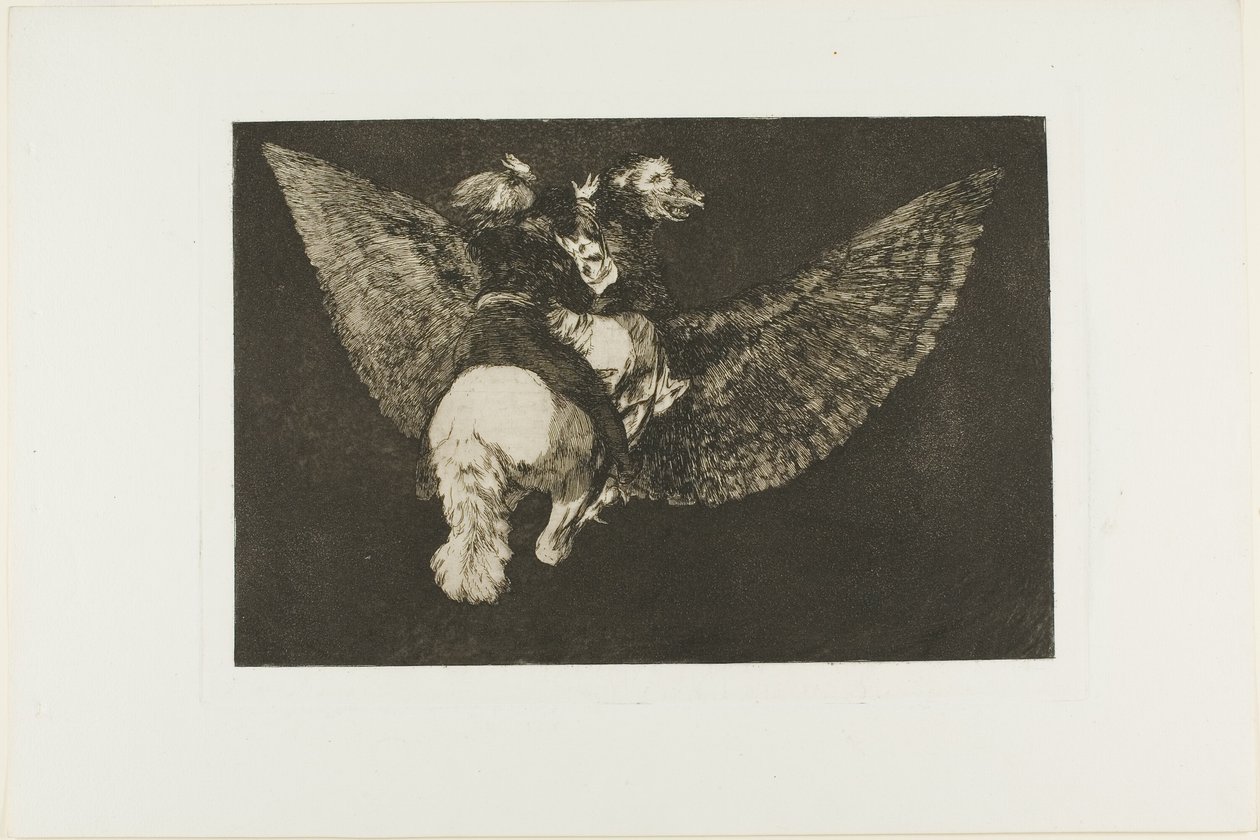 Renuncie ao amigo que te cobre com as asas e te morde com o bico, prato cinco de Los Proverbios de Francisco Jose de Goya y Lucientes